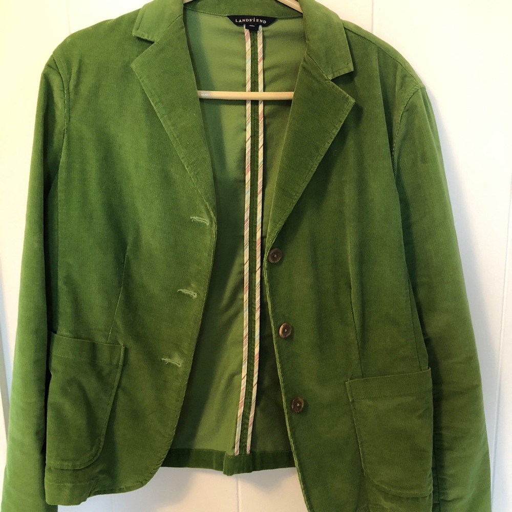 VINTAGE LANDS END corduroy blazer GREEN